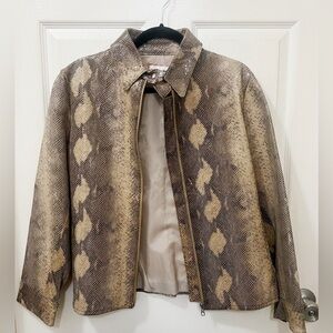 Vintage Vera Pelle Snakeskin Print Leather Blazer Size Large